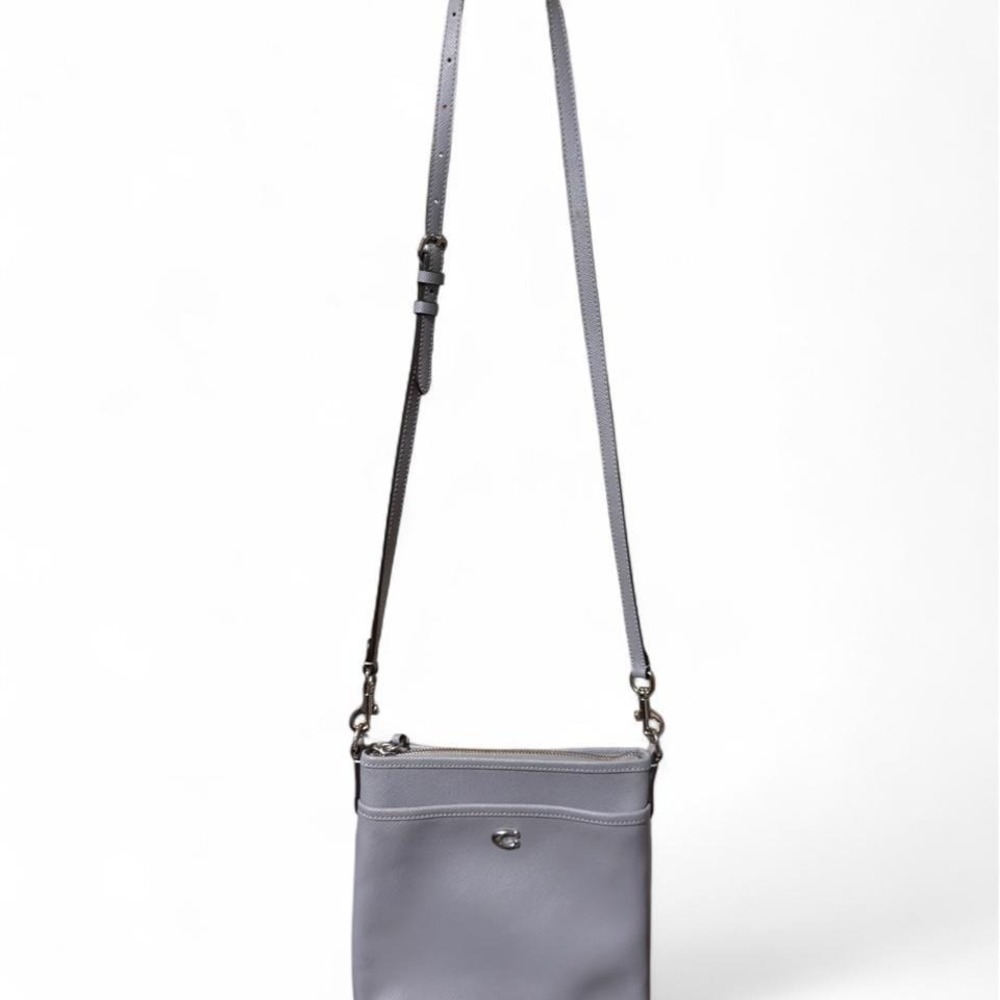 Coach CC526 Kitt GREY BLUE Cross Grain Leather Crossbody